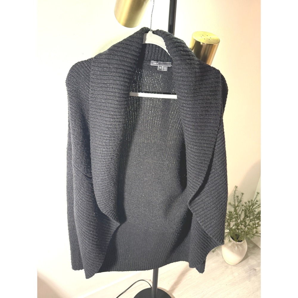 Vince cardigan charcoal black open front xs sm oversized loose post workout cozy